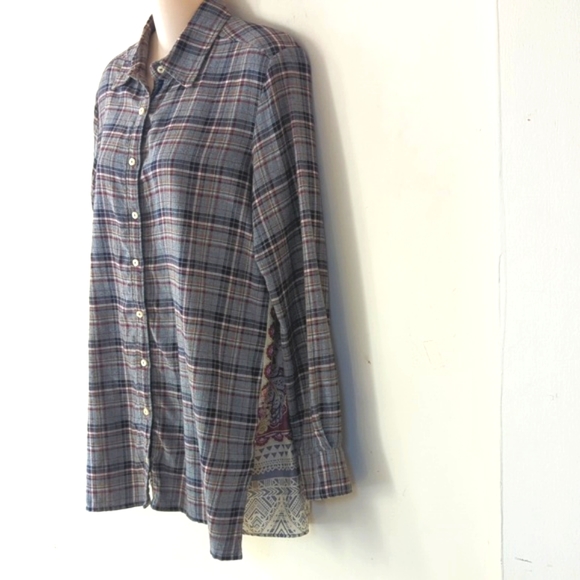 Johnny Was 3J Altivo Scarf Back Plaid Button Shirt - Picture 5 of 16